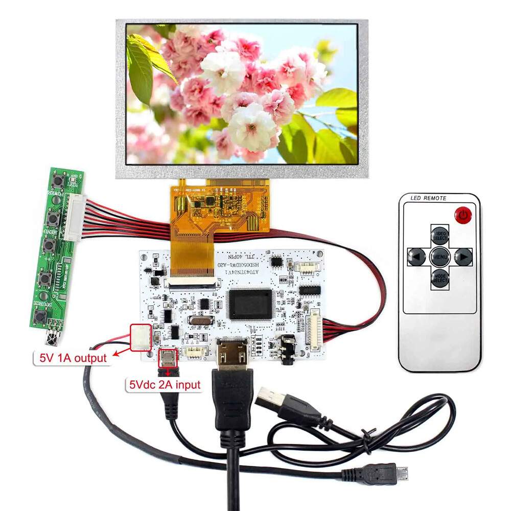 HD MI LCD Controller Board With 4.3" 480x272 LCD Screen For Raspberry Pi