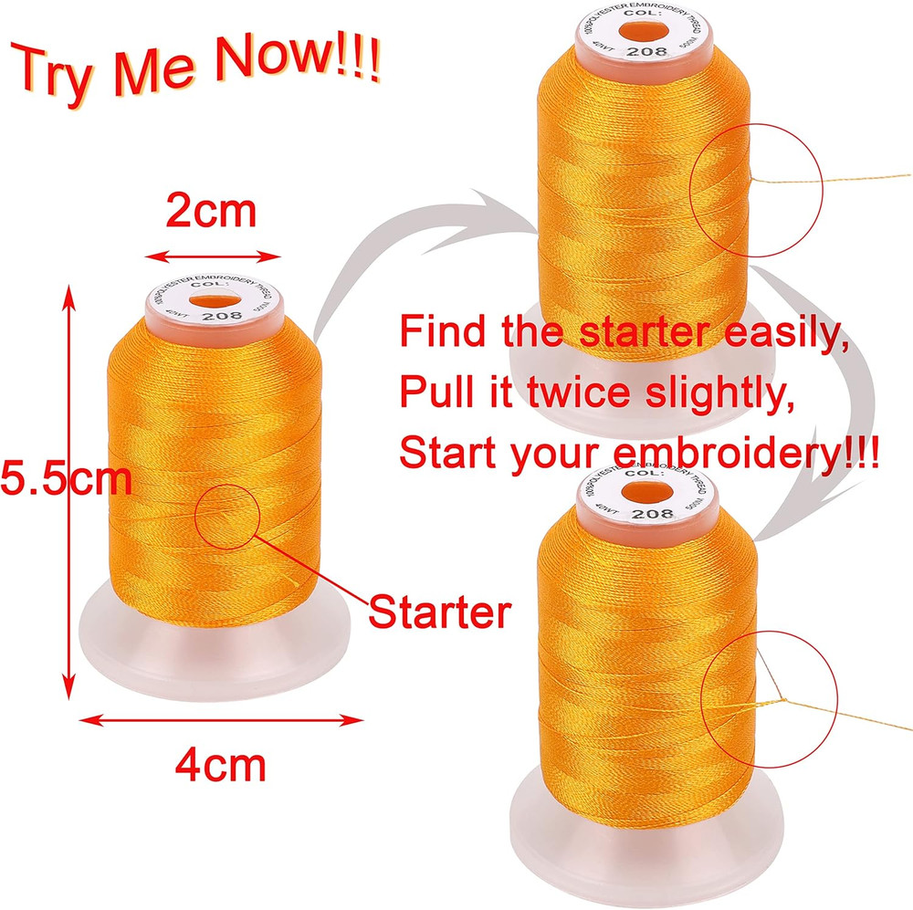 40 Spools Polyester Machine Embroidery Thread Kit 500M Colors Compatible with Br