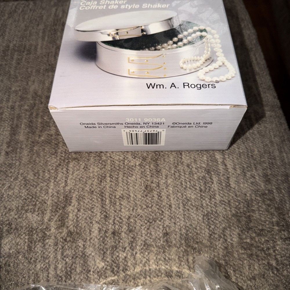 Vtg Oneida Wm. A Rogers Silver Plated Shaker Jewelry Box 6" 1998 New In Box
