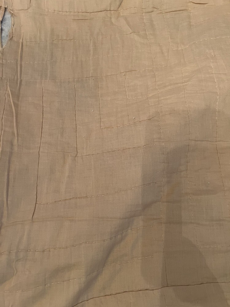 Vintage Handmade Cutter Quilt Small Blocks Patchwork 64” X 83” Tan Fruit READ