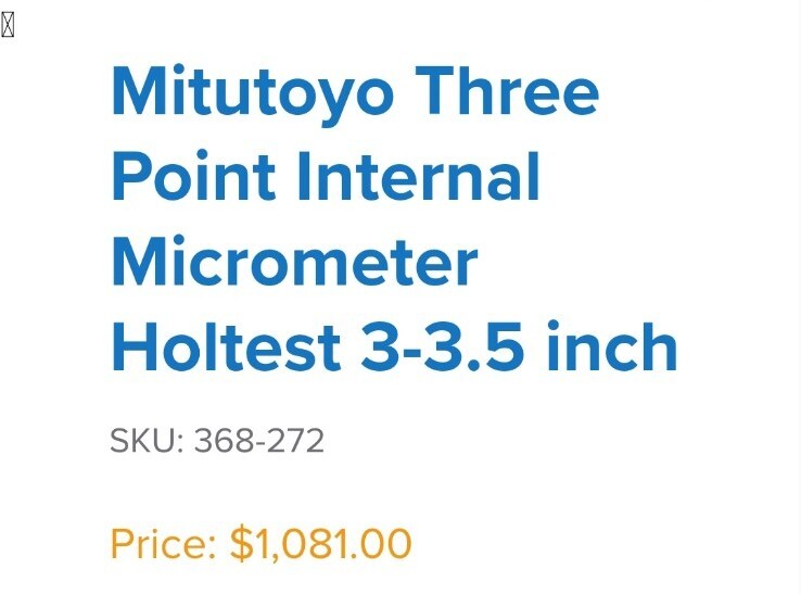 Mitutoyo 368-870 - Holtest (Type II) Three-Point Internal Micrometer 3-3.5"
