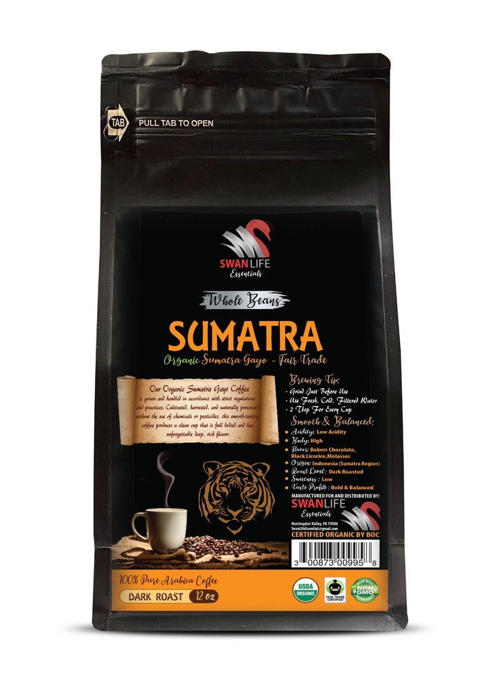 Coffee with chocolate notes - SUMATRA ORGANIC COFFEE WHOLE BEANS - 1 Pack