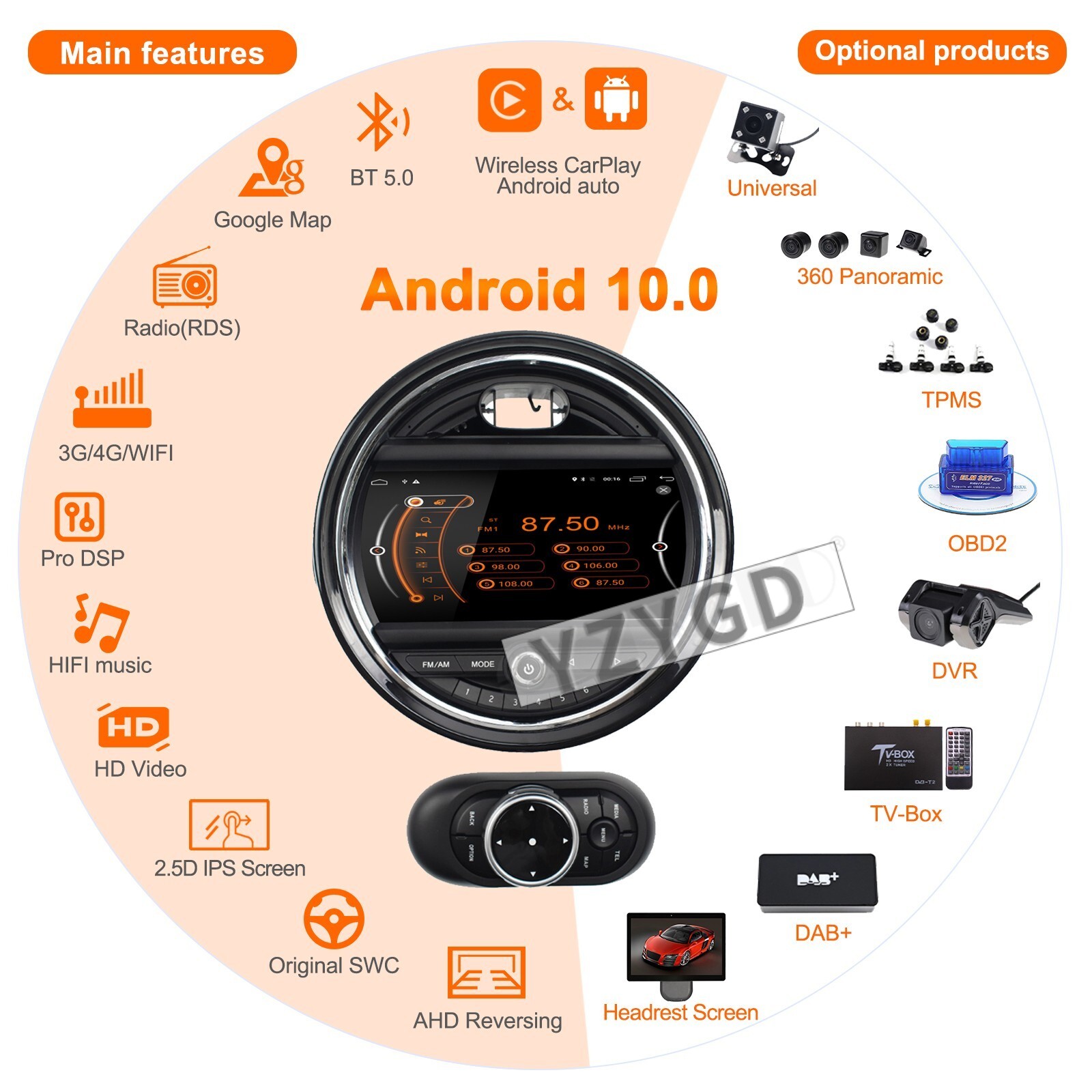 Android Car Radio 2Din For BMW Mini Cooper 2015-2019 Stereo Receiver GPS CarPlay
