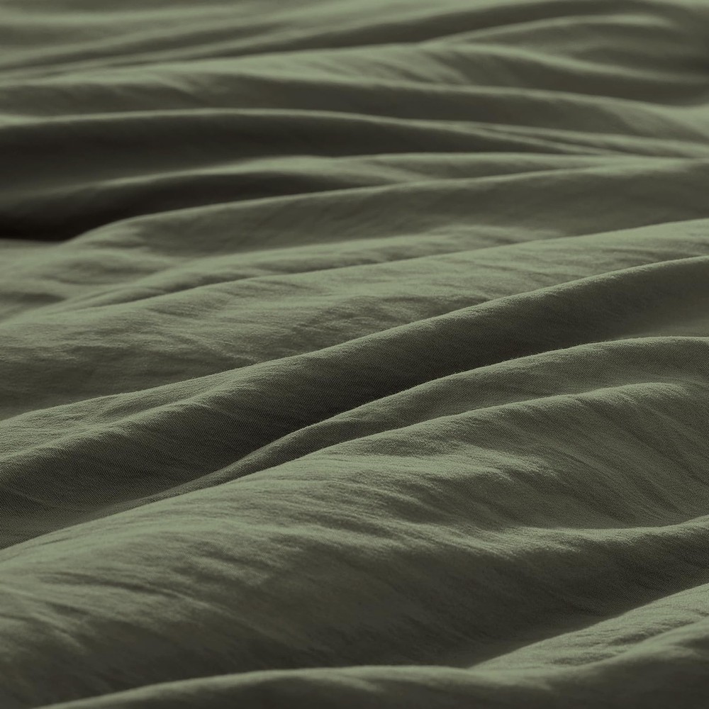 Queen Comforter Set - 3 Pieces Prewashed Olive Green Comforter Soft Lightweig...