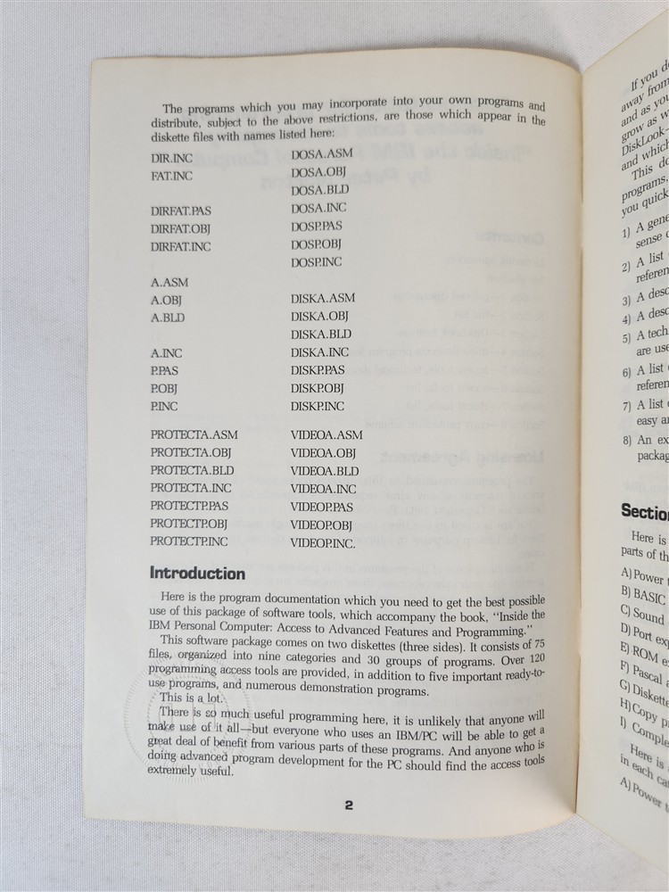 Documentation For Programming Access Tools To Accompany... Inside the IBM PC