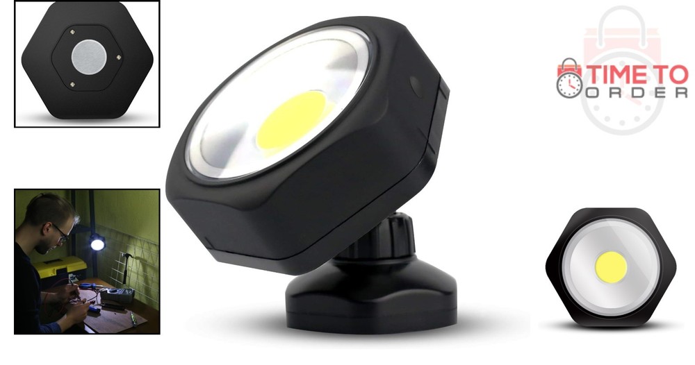Rotating LED Work Light Magnetic Base COB Bright Portable Camping Hiking