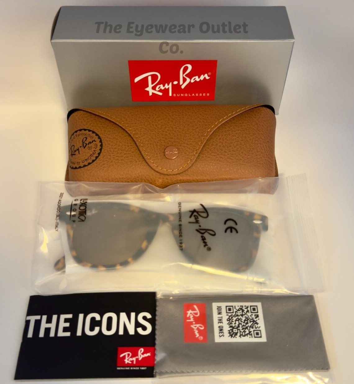 Store Display Rayban Wayfarer Brown Lens Tortoise RB2140 Standard 50mm Large 54