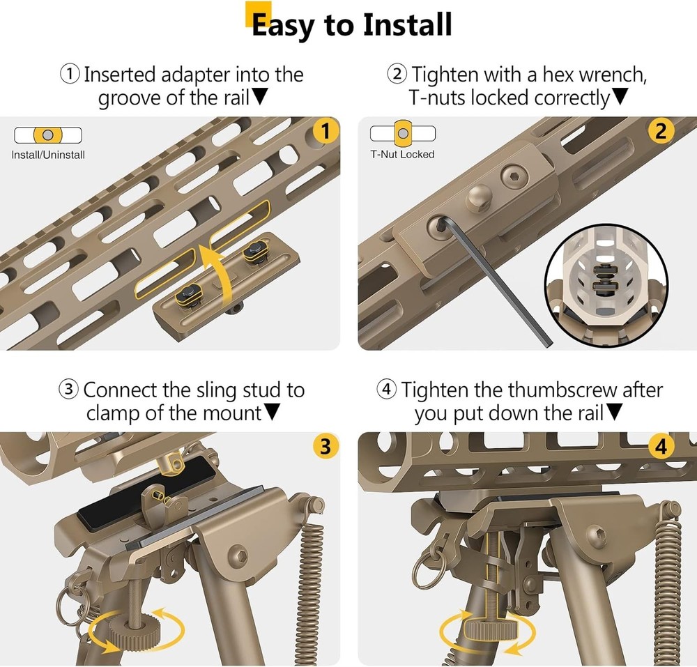 Lightweight 6-9" Bipod for Precision Shooting