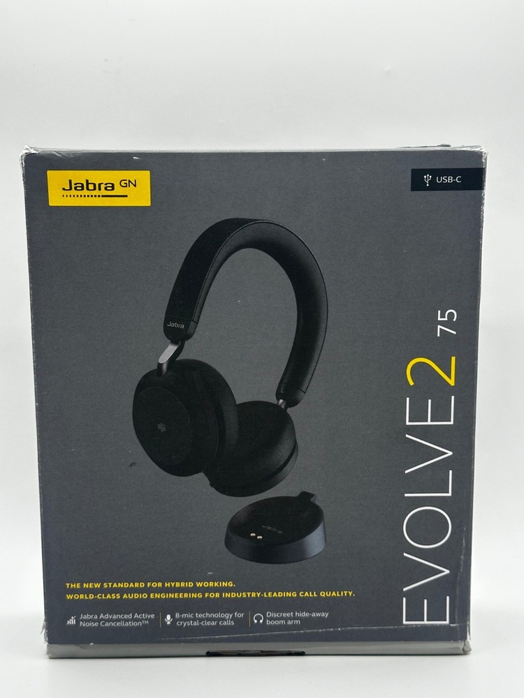 Jabra Evolve2 75 Wireless Headset - Black, USB-C, UC Compatibility