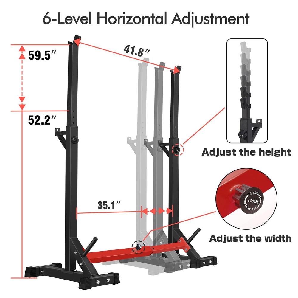 Adjustable Squat Rack Stand Multi-Function Barbell Rack Weight Lifting Gym Du...