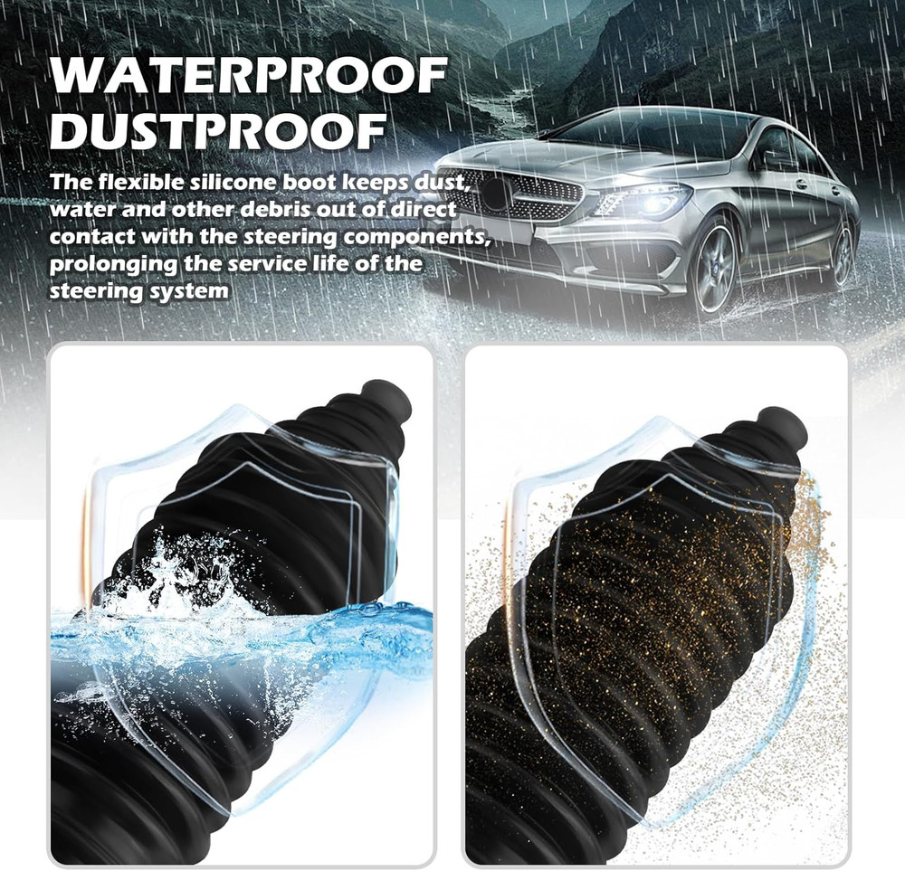 2PCS Inner Tie Rod Boot KitMulti-Size Adjutable Rack and Pinion Boot Kit with P