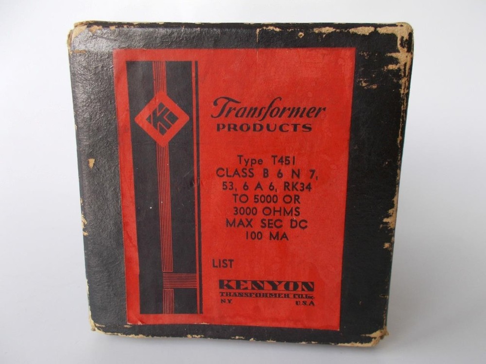 Vintage Kenyon Type T451 Transformer Original Box NOS