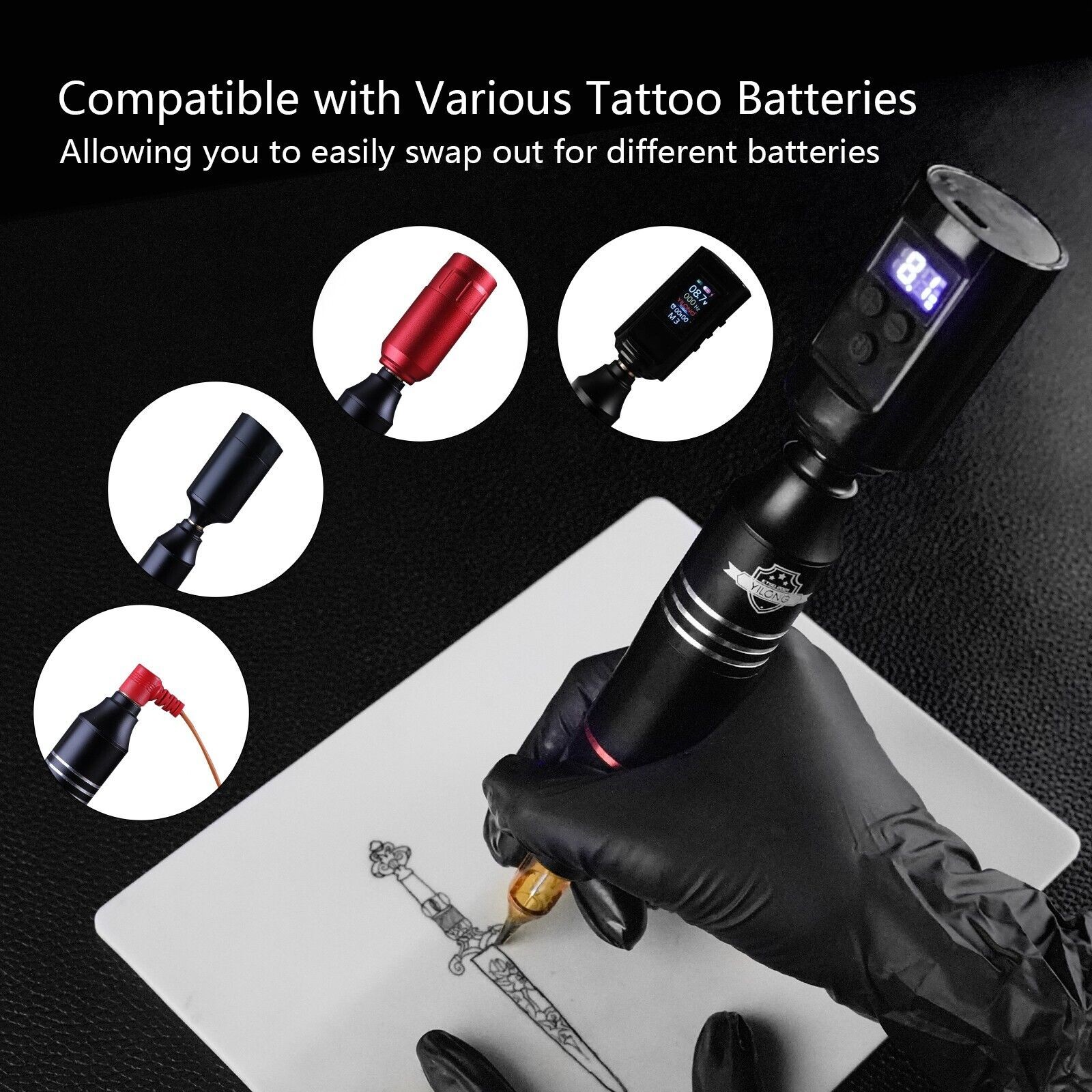 Wireless Tattoo Kit Complete for Beginners Pen Machine with Power Supply Needles