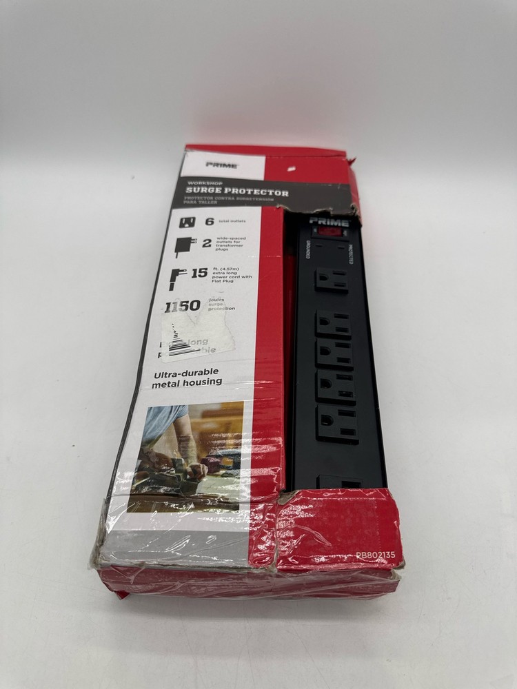 Prime Wire & Cable 6-Outlet Surge Protector 15ft Cord Black