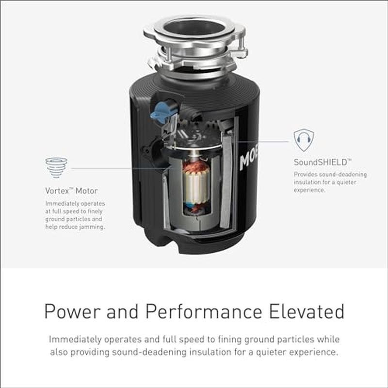 Powerful 1/2 HP Continuous Feed Garbage Disposal Compact Design Easy Install New