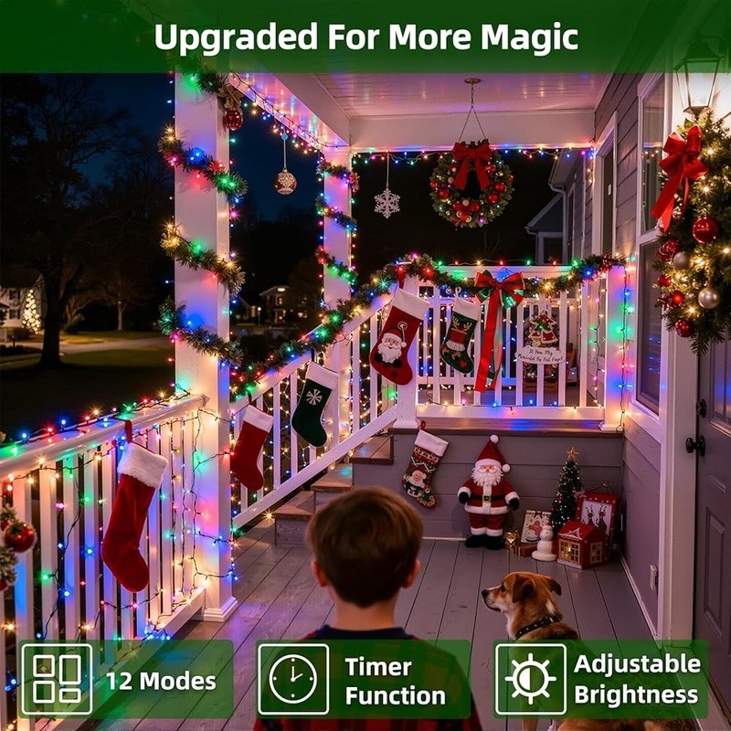 Multicolor LED Christmas Lights 1500 Count 470ft Dimmable Timer Waterproof New