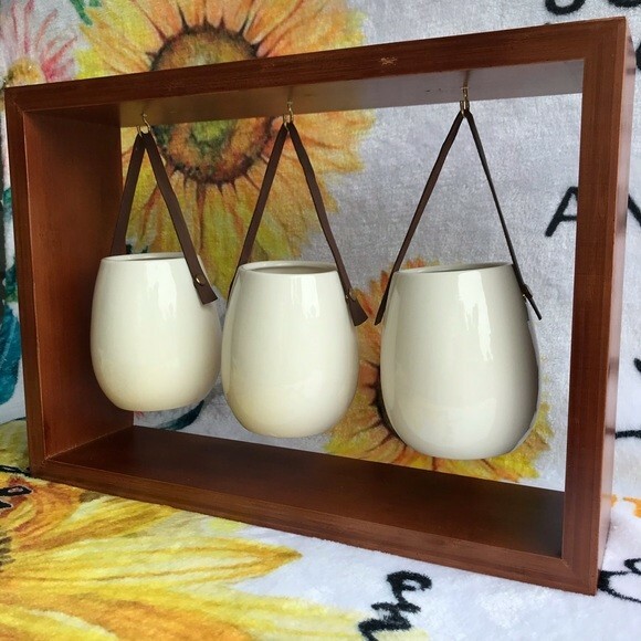 Bamboo Frame Planter 3 Pots Set - Home Decor