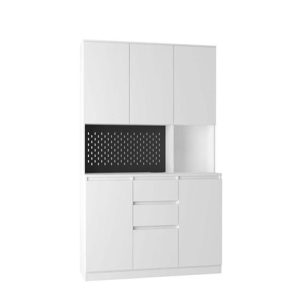 White Modern Freestanding Sideboard with Charging Station