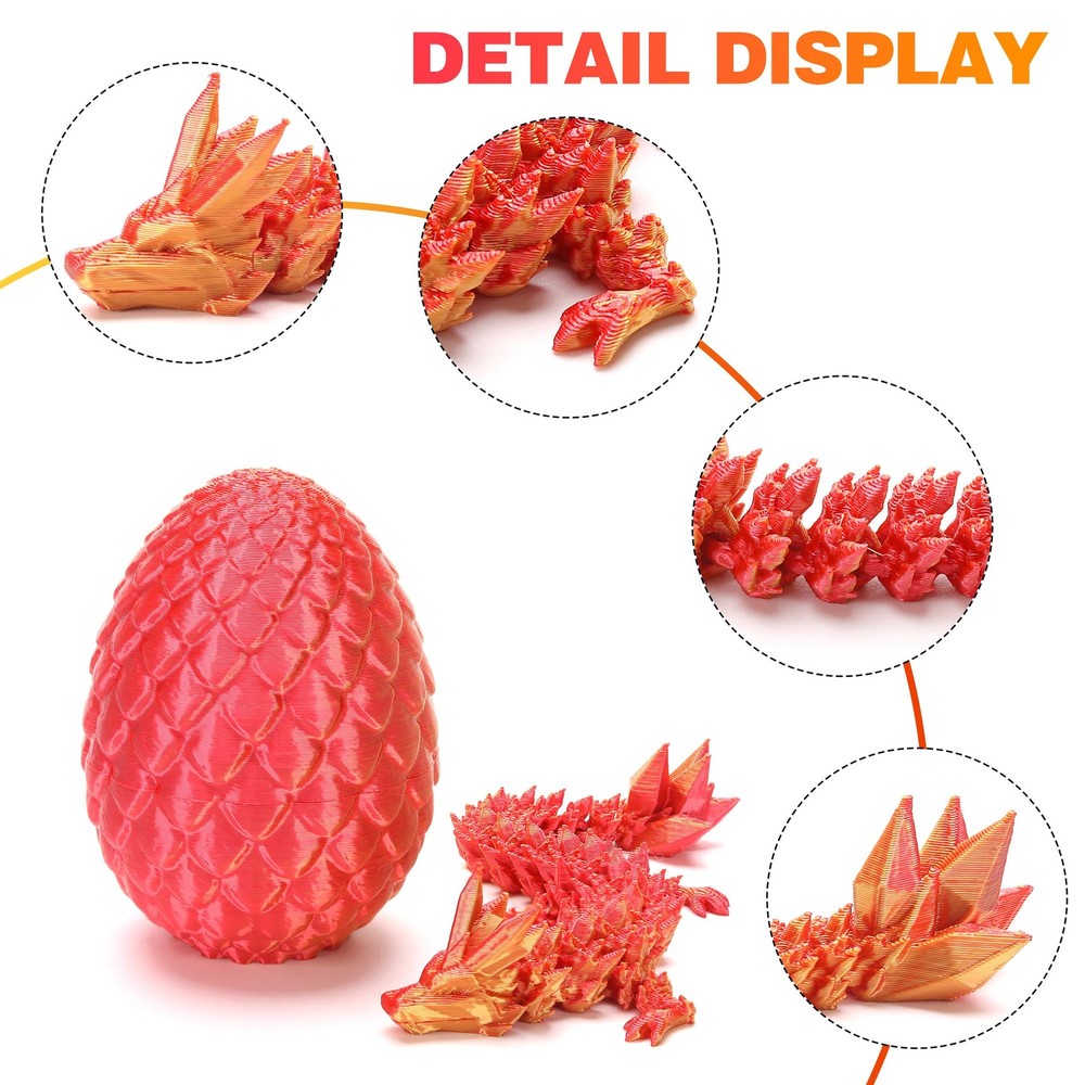 4PCS 3D Printed Dragon Eggs with Inside, Class Small, Without Keychain