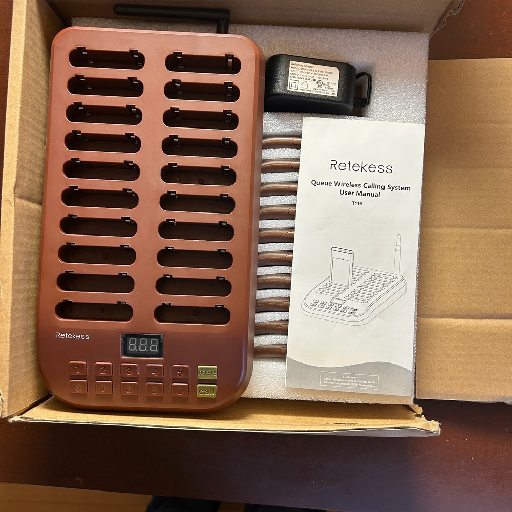 Retekess Queue Wireless Calling System T116 Restaurant 20 Pagers New Open Box