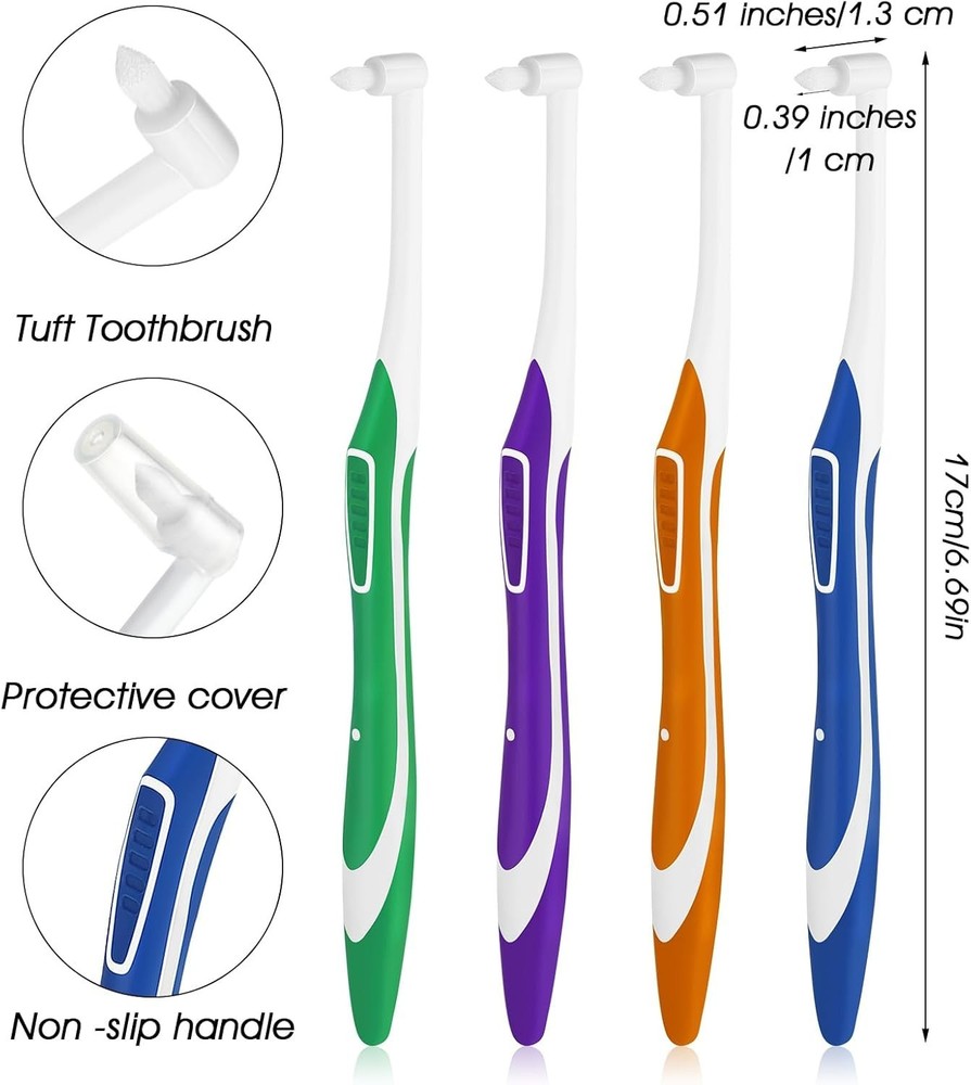 4pcs Tuft Toothbrush Single Tufted Slim Interspace Teeth Brushes End-tuft...