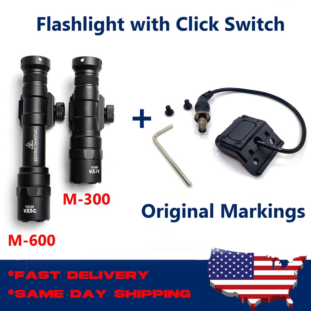 Tactical Flashlight M300B M600B LED Weaponlight For Rifle + Mod Button Switch US