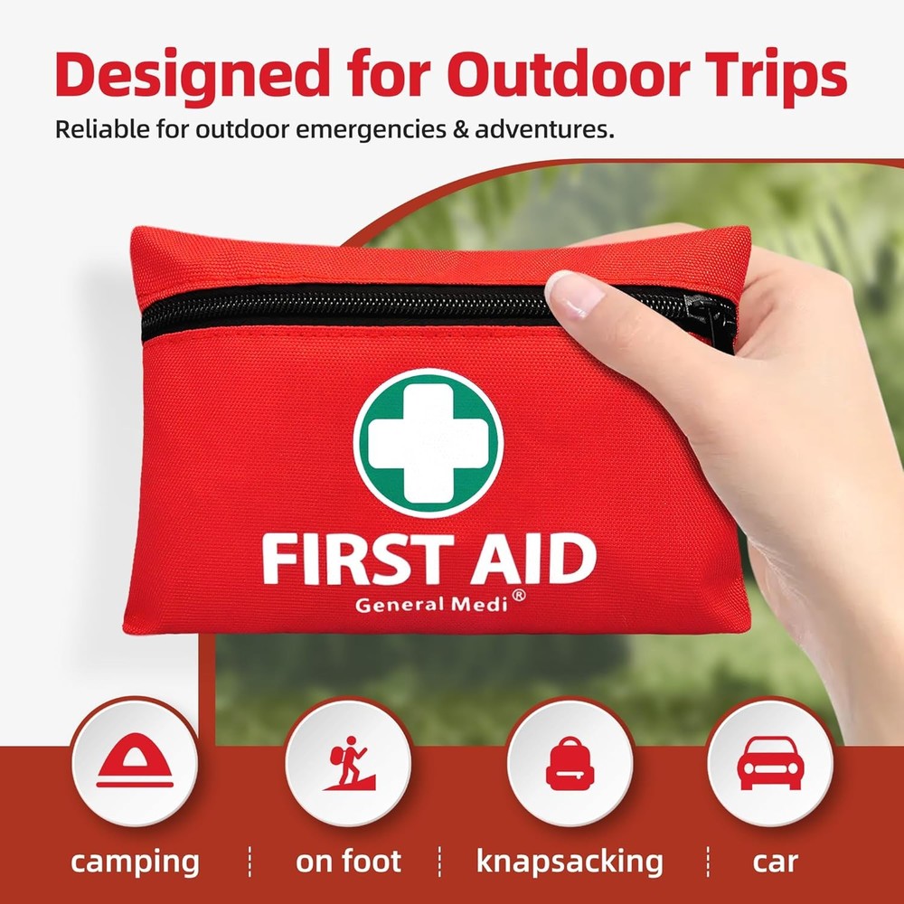 Mini First Aid Kit, 110 Piece Small First Aid Kit - Includes Emergency Foil
