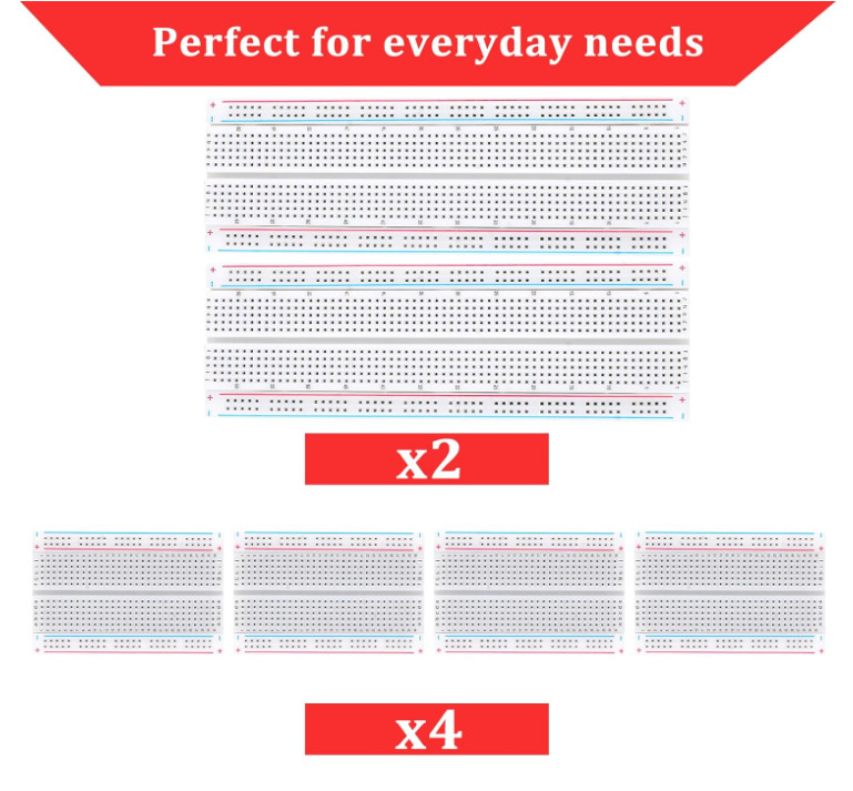 Breadboard, 6PCS Bread Board, Breadboard Kit Includes 2PCS 830 Point + 4PCS 400