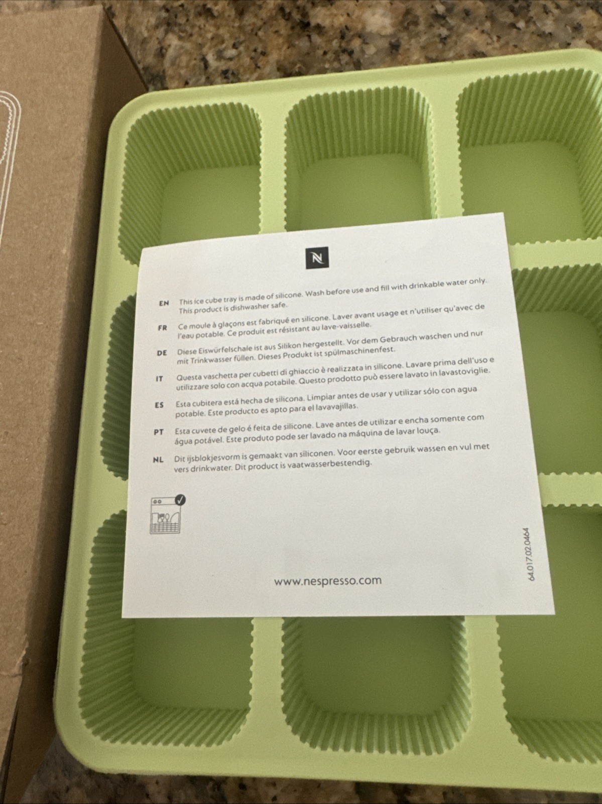 Nespresso Barista Ice Cube Tray Pistachio Silicone Federico Peri Design NEW