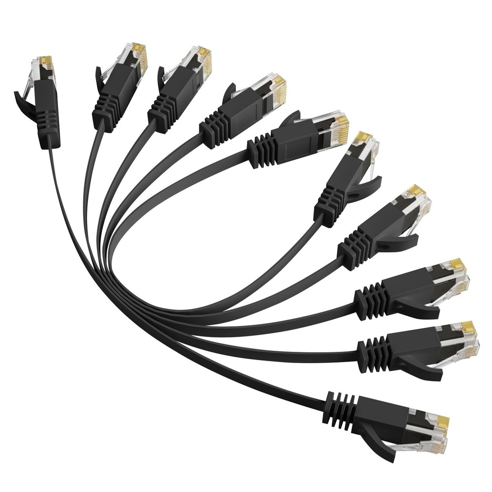 6 Flat Ethernet Cable 2 Ft/5 Pack, High Speed Slim Short Patch Cables Internet C