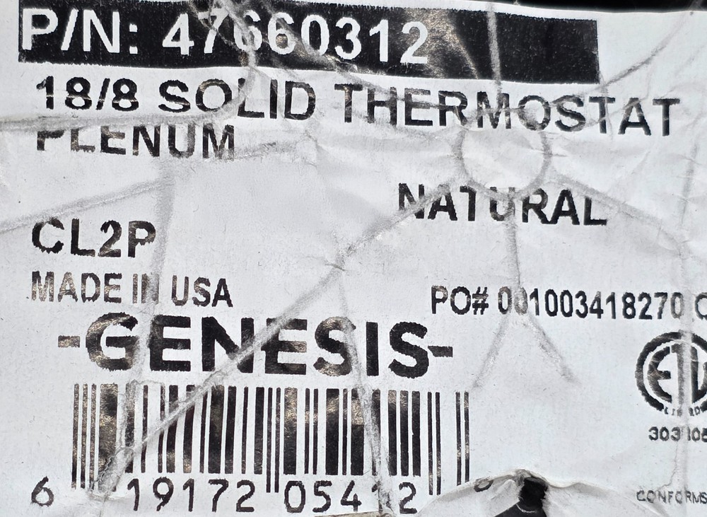 Southwire Genesis 4766 18/8C Solid Plenum Thermostat Cable CL2P White /50ft