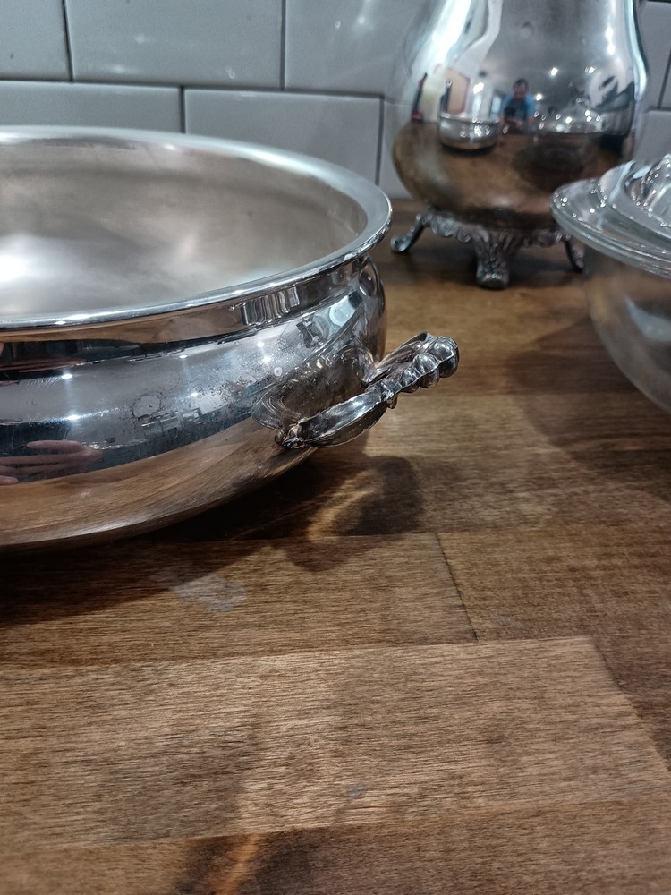 FB Rogers Silver Plate Covered Casserole Serving Dish Bowl with Insert + Pitcher