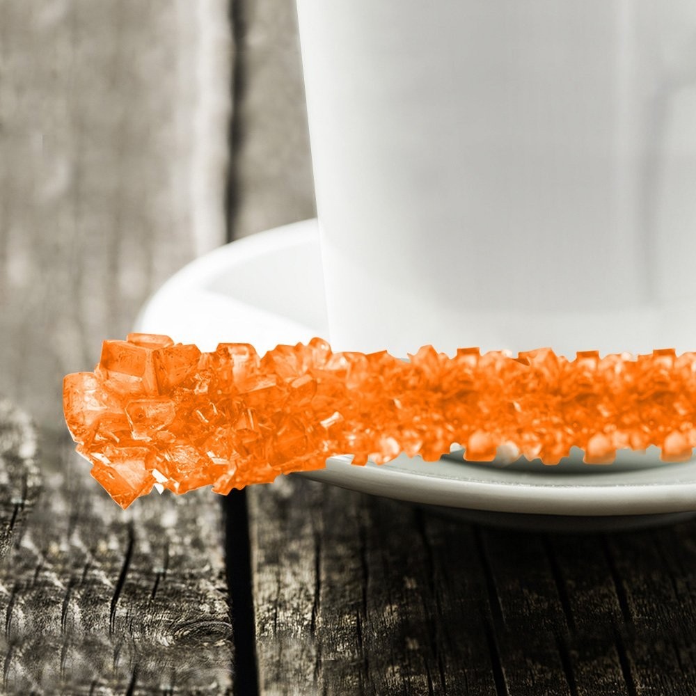 Extra Large Orange Rock Candy Sticks 12 Pack Individually Wrapped Bulk Candy