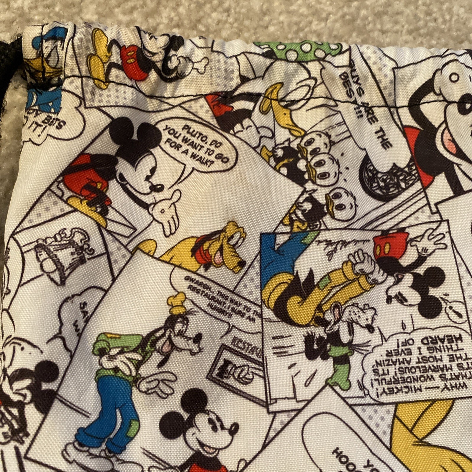 Walt Disney World Parks Drawstring Backpack Comic Strip Mickey Mouse Cinch Bag