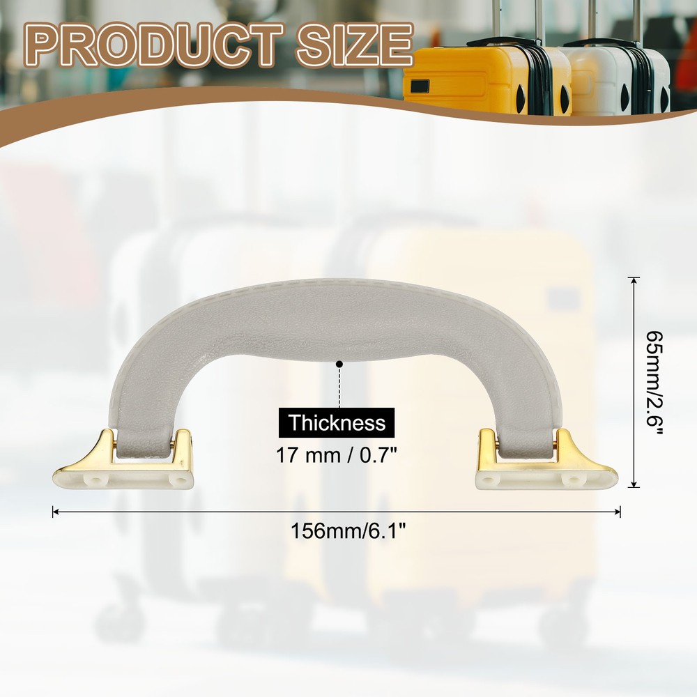 2Pcs Luggage Handle Plastic Pull Handle Grip Replacement with Screws Light Gray