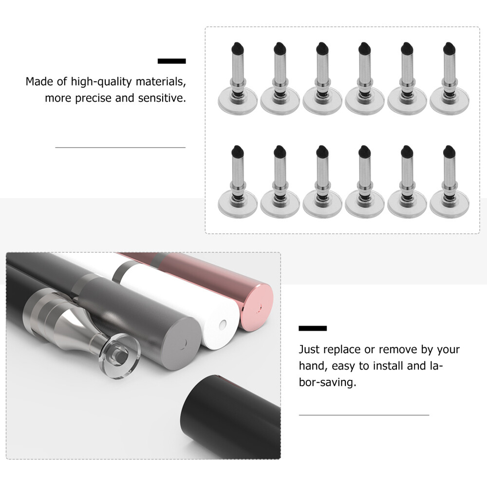 12PCS Universal Replacement Disc Tips for Touch Screen Devices (Silver)