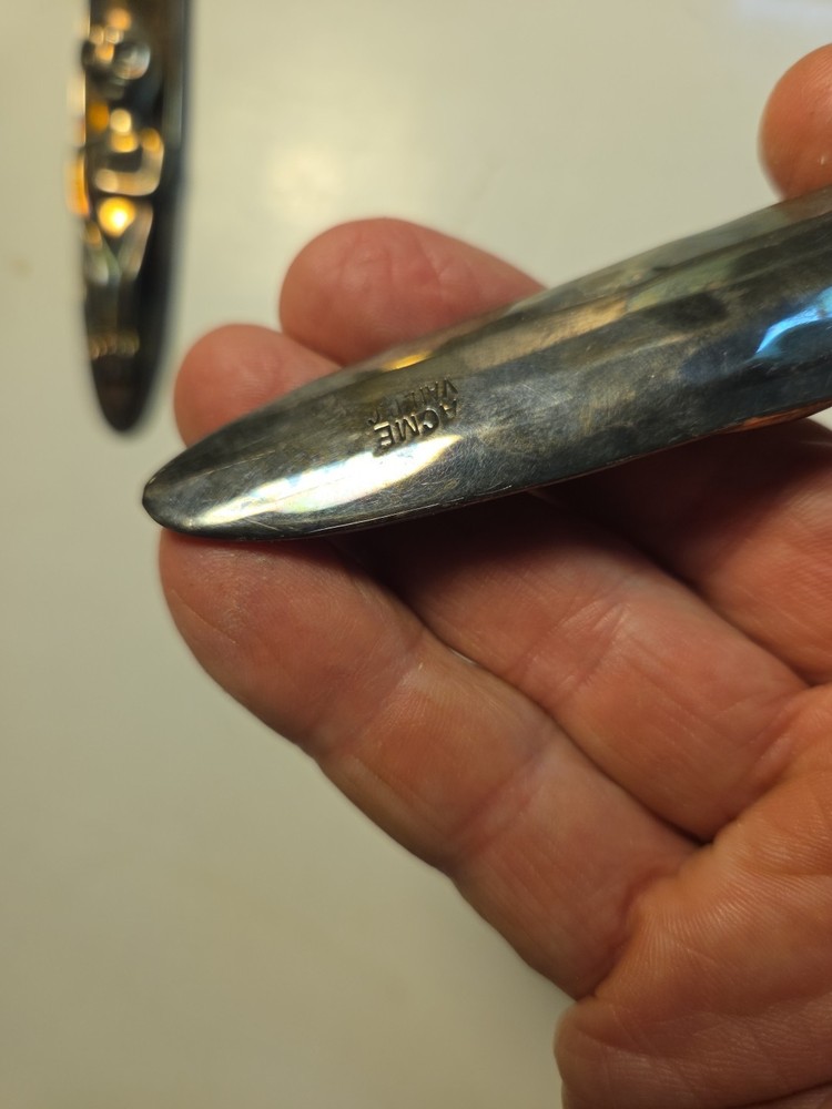 VINTAGE SILVER PLATE HAIDA TRIBE B.C. CANADA GREY ALIEN 2PC SERVING SET - 10.75"