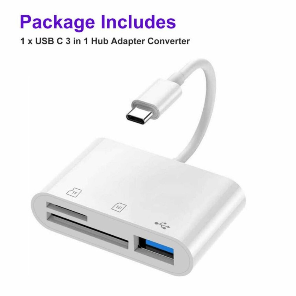 3-Port USB Type C to Card Reader Adapter SD Card Reader For MacBook Pro Laptop e