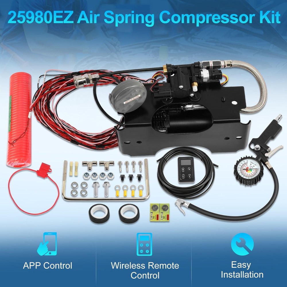 25980EZ Wireless On Board Air Compressor System, Air Spring Compressor Kit, w...