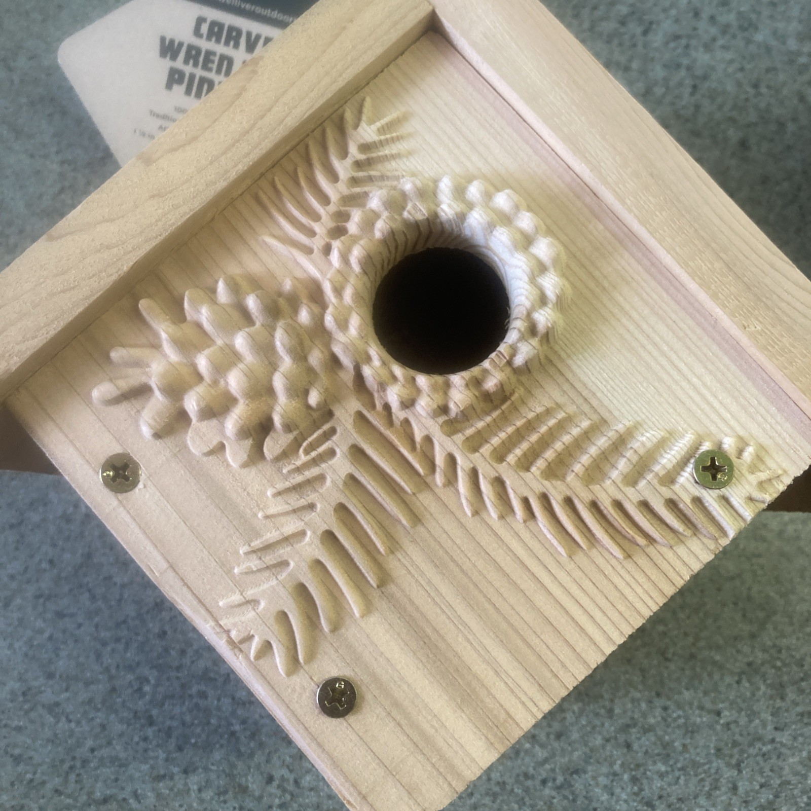 Welliver Carved Wren House Pine Cone Design Cedar Construction