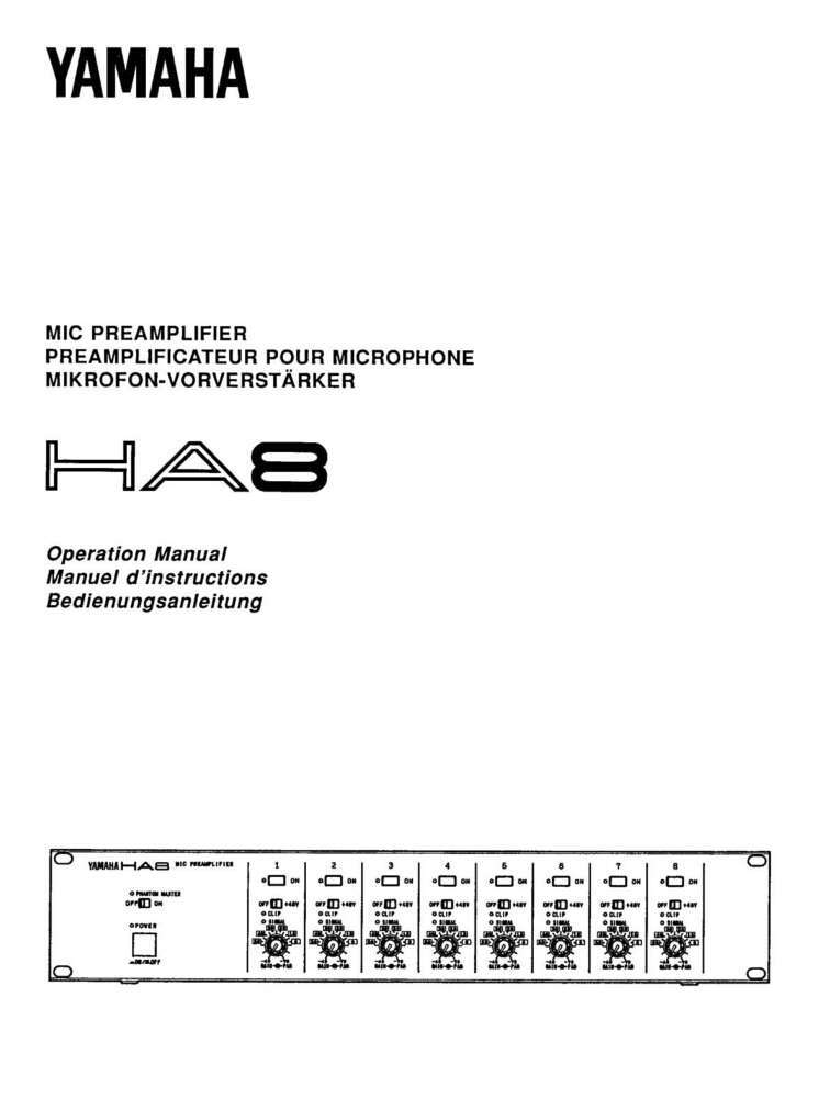 Yamaha HA-8 Amplifier Owners Manual