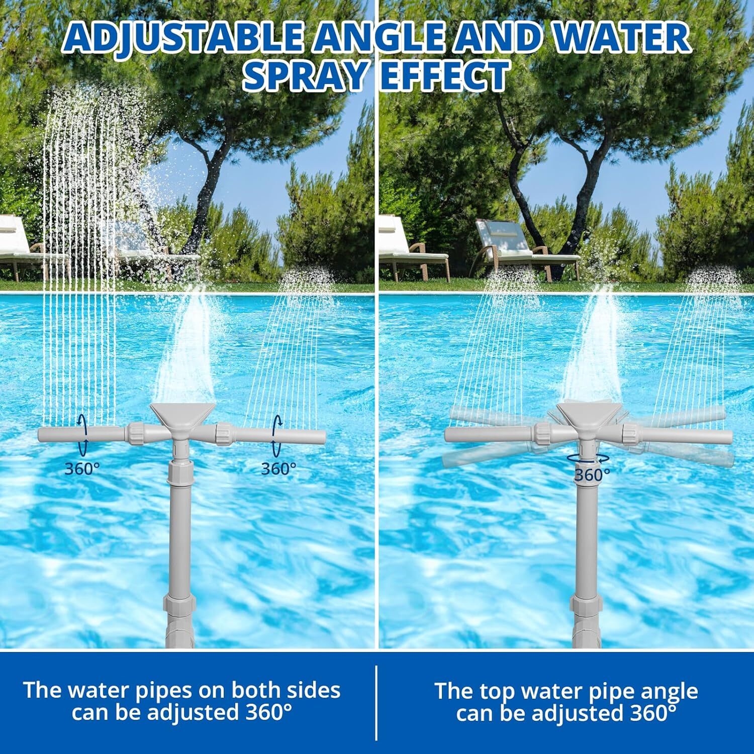 Pool Fountain Dual Spray Waterfall for Above & In-Ground Pools