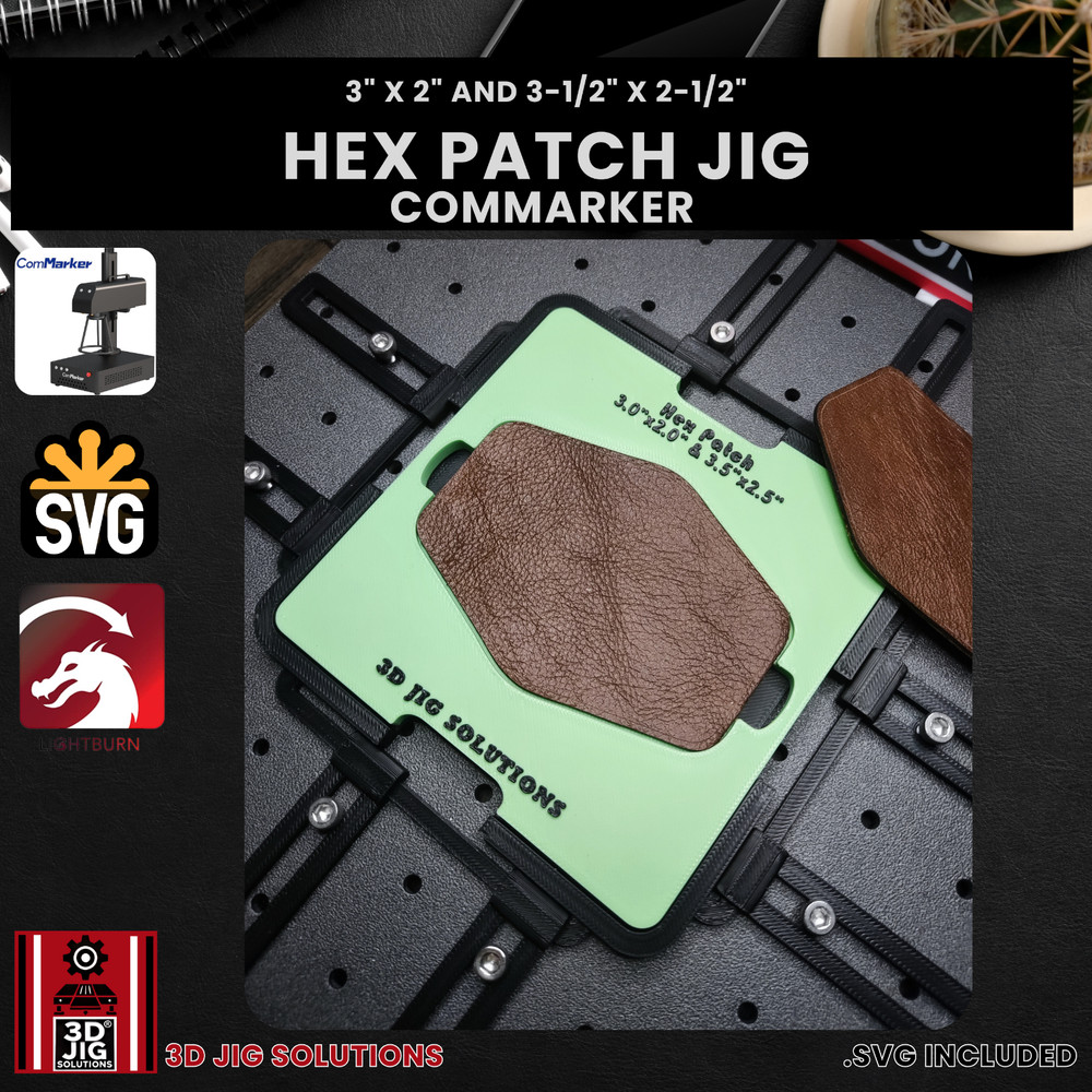 ComMarker Hex Leather Hat Patch Jig | Laser Engraving Template