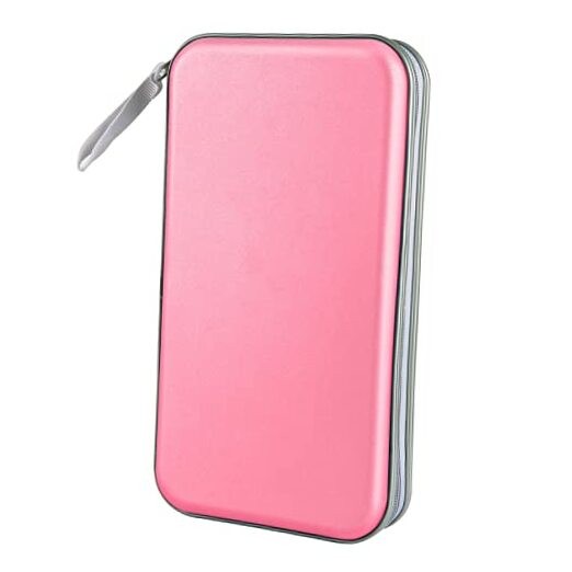 CD Case, DVD Case Holder 96 Capacity Hard Plastic CD DVD Disc Cases Light Pink