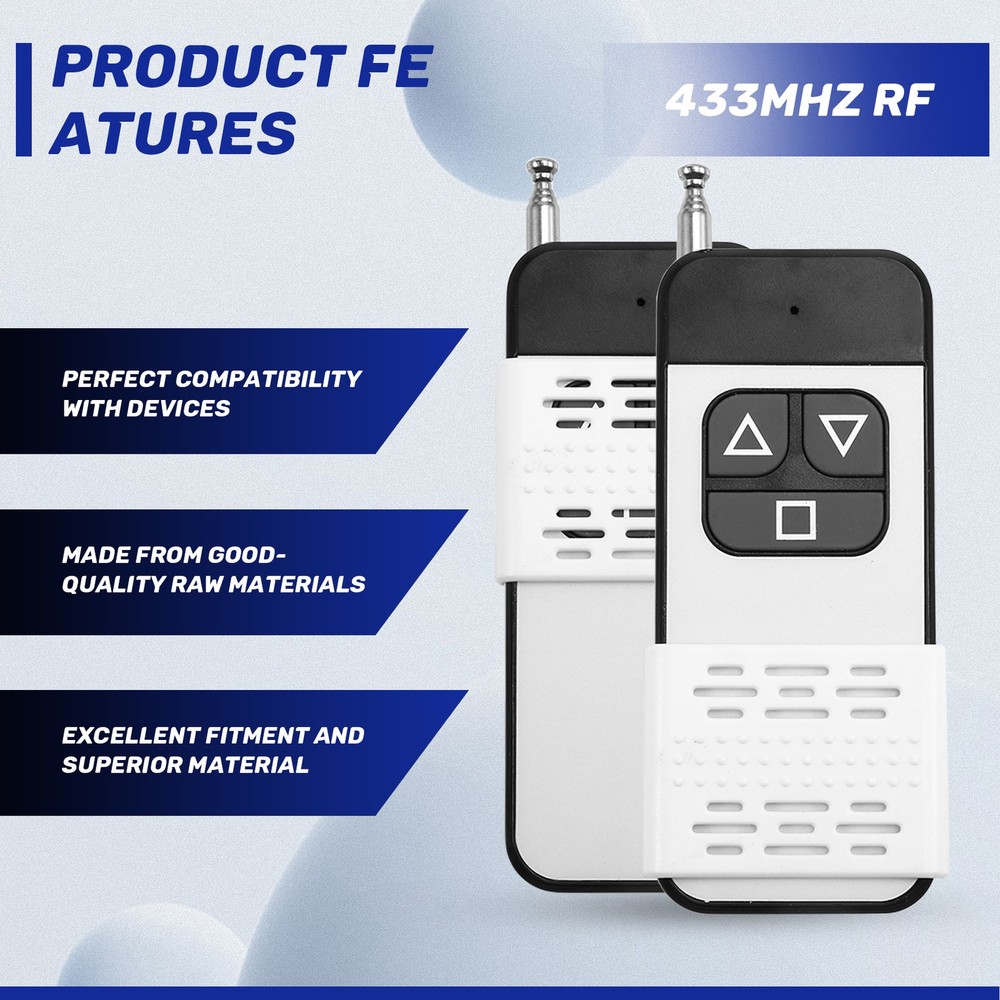 2Pcs 433Mhz Universal Remote Control 3 Buttons 1000M Transmitter Device4302