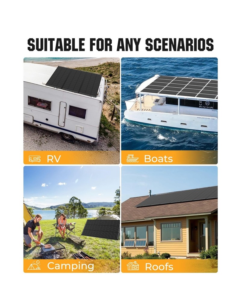 200 Watt Solar Panel 18BB, 25% High Efficiency, N-Type 12V 200W Solar Panel, ...