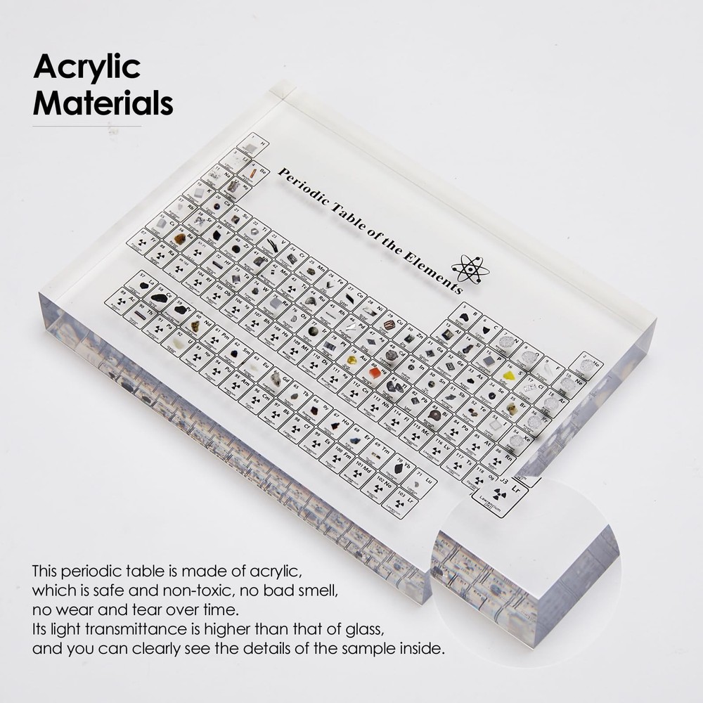Periodic Table with Real Elements Inside, Acrylic Periodic Table Display 83 Real