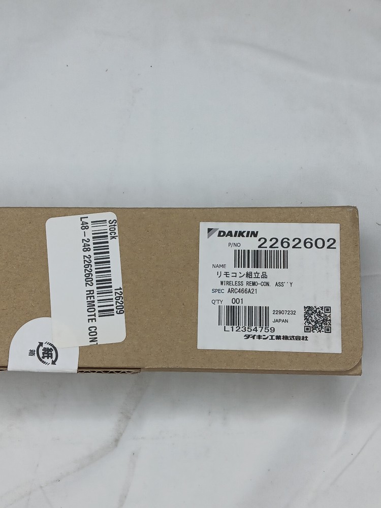 DAIKIN 2262602 WIRELESS REMOTE CONTROLLER ASSY.