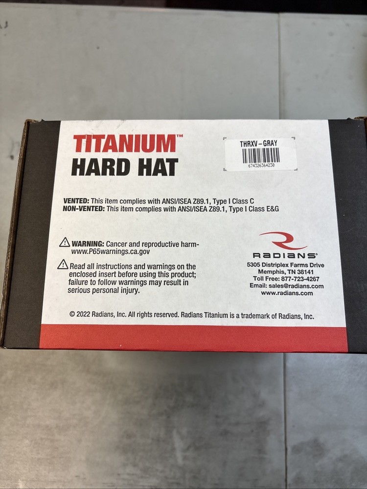 Radians TITANIUM Hard Hat THRXV-GRAY