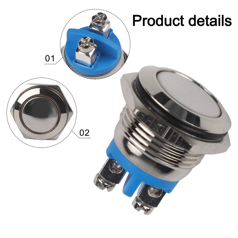 Metal Push Button Switch Latching Fixed Electric On Off Power LED Light 12V